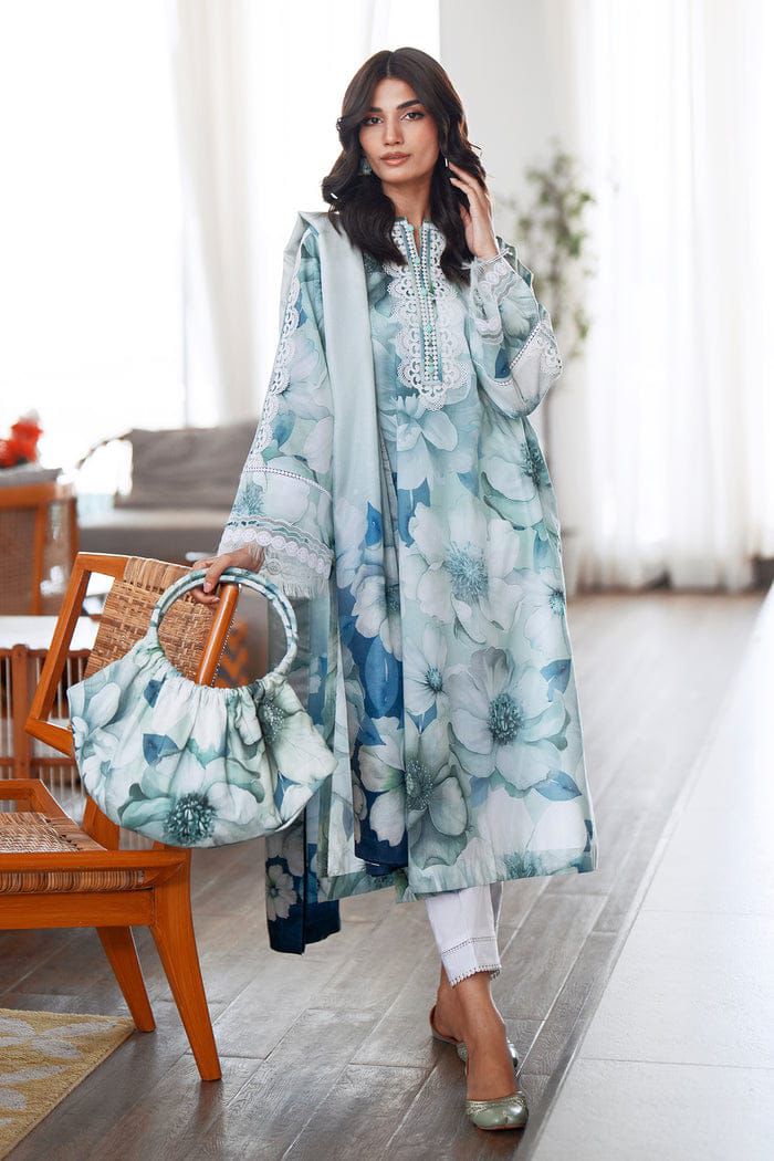 green emerald velvet dress Embroidered Printed Lawn SF-4129 Stitched / M