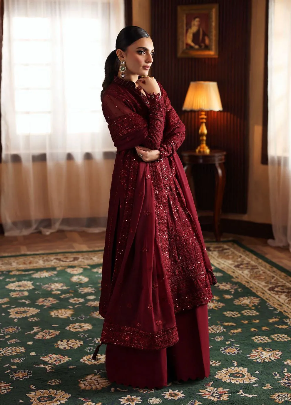 GULAAL EVAYNA EMBROIDERED CHIFFON VEZEEN  D-27