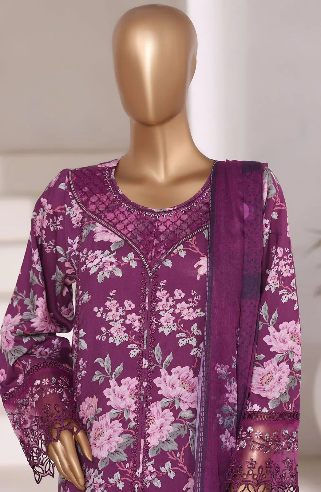 SADABAHAR 3PCS  Design-02 - SBD25VSC - Purple